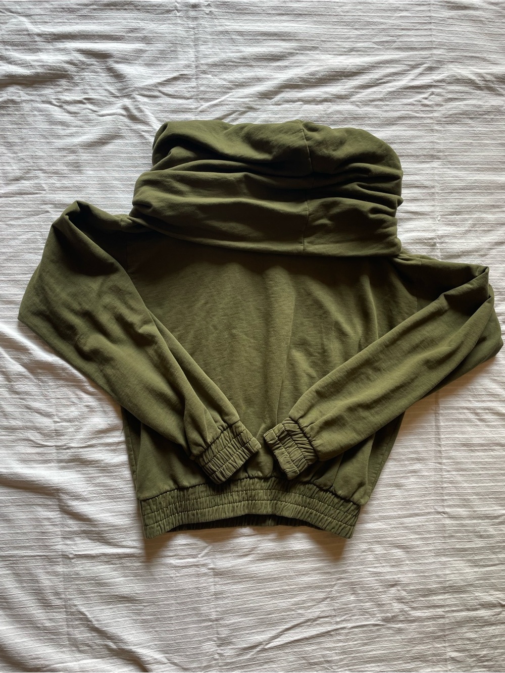 Off-the-Shoulder Cowl Neck Green Hoodie